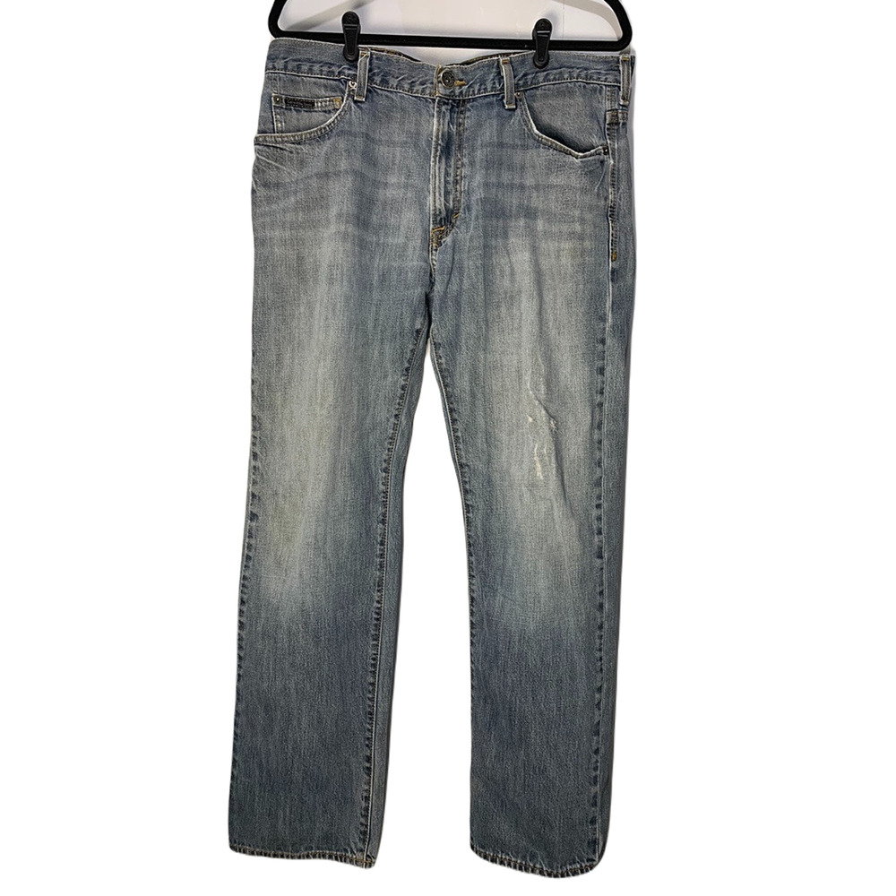 Calvin Klein Straight Cut Blue Jeans Mens Size 36x32 Light Wash Cotton Denim
